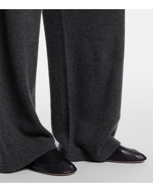 The Row Gray Casa Leather Slippers