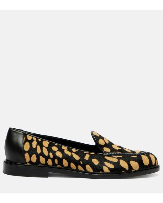 Manolo Blahnik Black Maxy Calf Hair Loafers