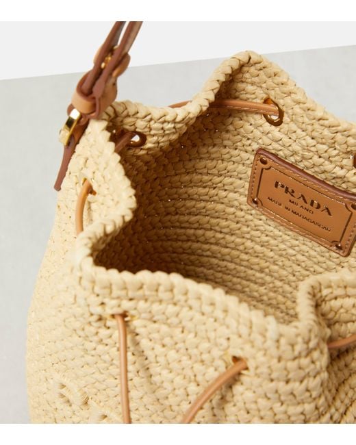 Prada Small Raffia Bucket Bag in Natural Lyst UK