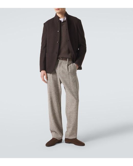 Agnona Brown Cashmere Polo Sweater for men