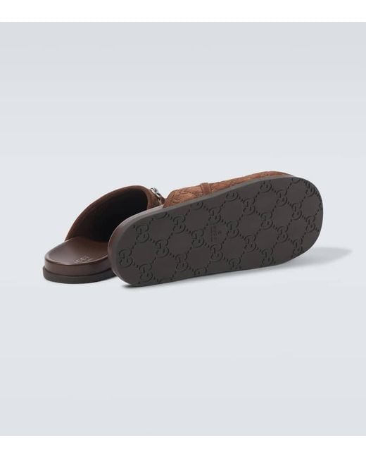 Mules Horsebit Gg En Daim Gucci pour homme en coloris Brown
