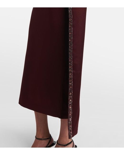Roland Mouret Purple Embellished Caped Satin Crepe Midi Dress