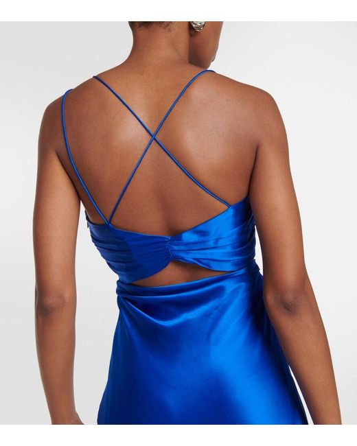 The Sei Blue Asymmetrical Cutout Silk Gown