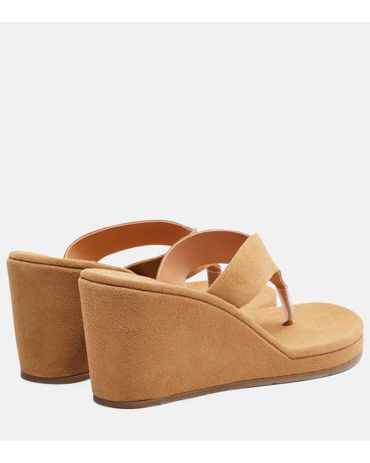 Ancient Greek Sandals Brown Charys Suede Wedge Thong Sandals