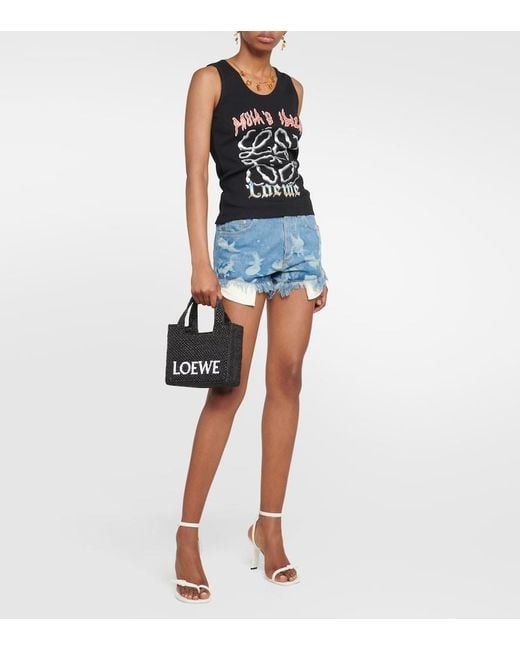 Loewe Black Mini Raffia Top-Handle Bag