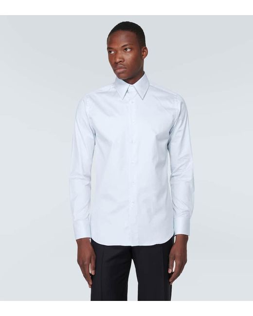 Camisa de algodon a rayas Canali de hombre de color White