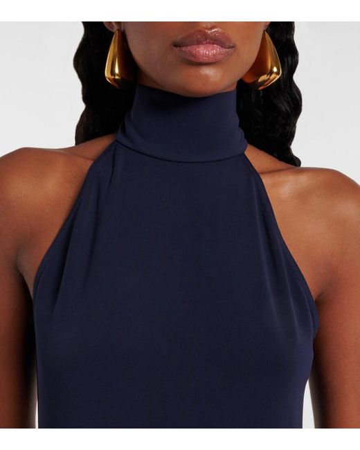 Polo Ralph Lauren Blue High-Neck Jersey Maxi Dress
