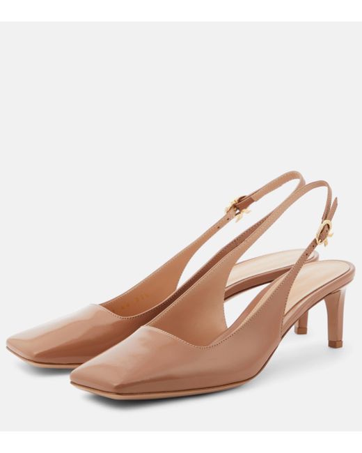 Gianvito Rossi Brown Patent Leather Slingback Pumps