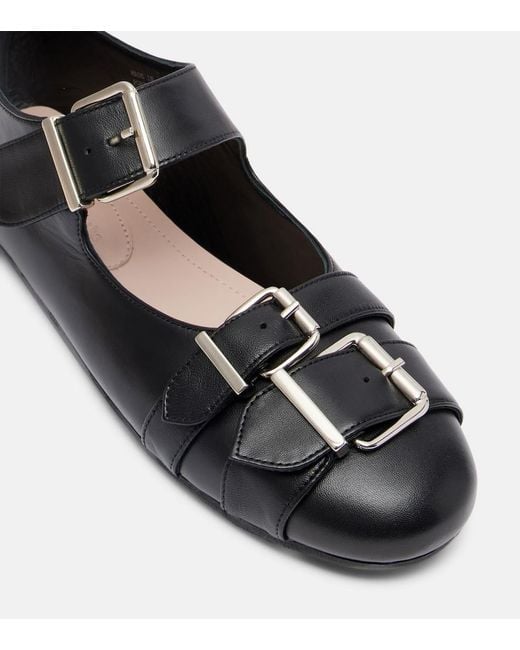 Simone Rocha Black Buckle Ballerina Leather Ballet Flats