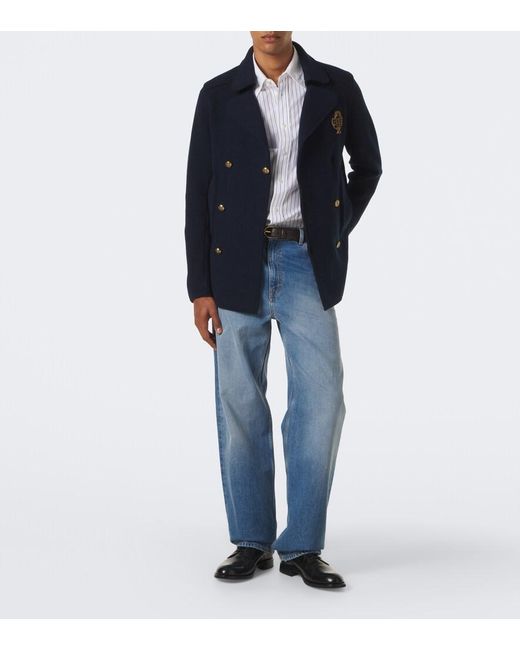 Dolce & Gabbana Blue Dg Knitted Cotton Blazer for men