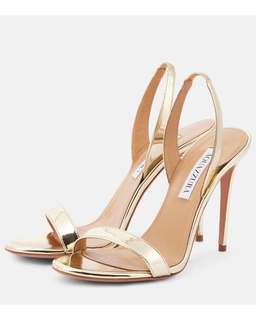 Aquazzura Natural So Nude 105 Metallic Leather Sandals