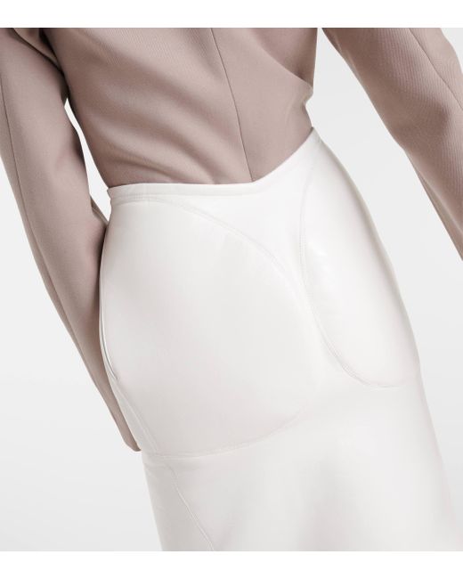 Alaïa White Leather Pencil Skirt