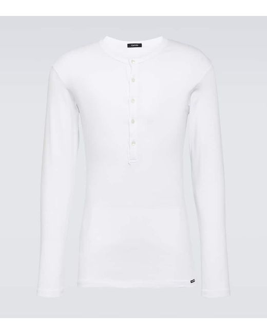 Tom Ford Henley-Hemd aus Jersey in White für Herren
