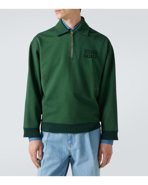 Sudadera De Jersey De Algodon Con Logo Miu Miu de hombre de color Green