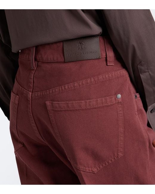 Brunello Cucinelli Red Monili Straight Jeans