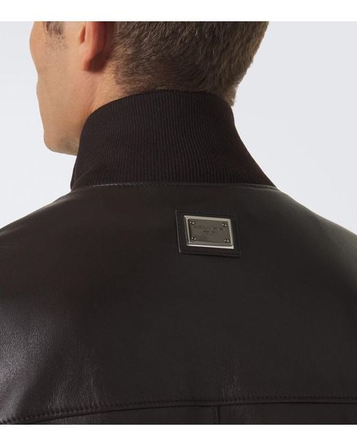 Dolce & Gabbana Black Leather Blouson Jacket for men