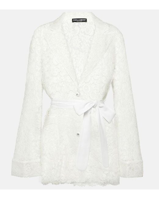 Dolce & Gabbana White Blazer aus Spitze