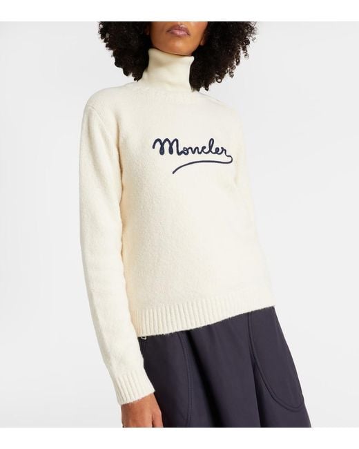 Moncler Natural Embroidered Logo Cotton-Blend Sweater