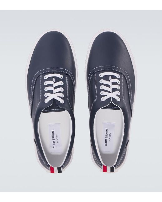 Thom Browne Blue Heritage Leather Sneakers for men