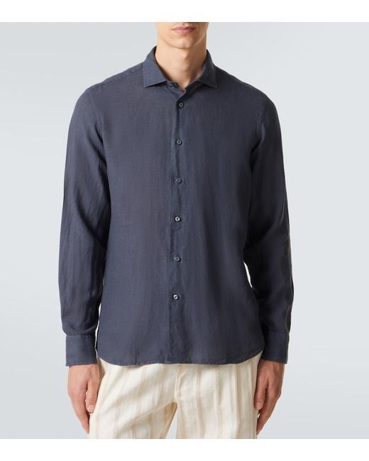 Camicia Nick di Fedeli in Blue da Uomo