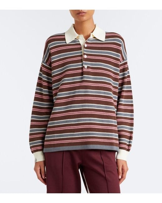 The Upside Red Wonder Striped Cotton Polo Sweater