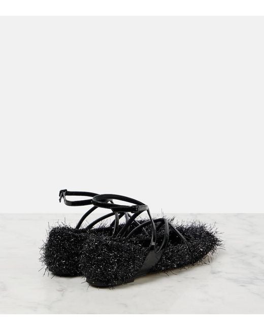 Jimmy Choo Black Astoria Tinsel Ballet Flats