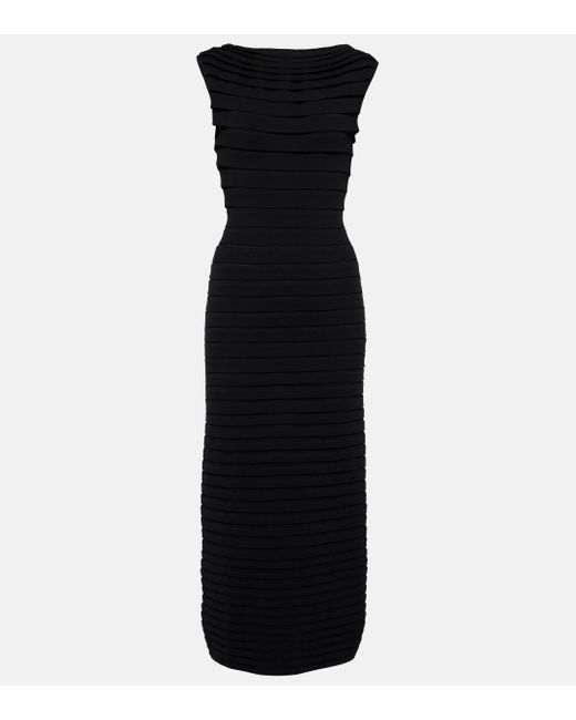 Alaïa Black Striped Midi Dress