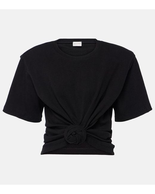 Magda Butrym Black Cotton-Blend Top