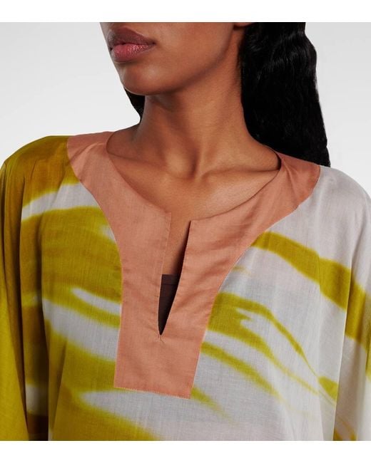 Dries Van Noten Yellow Printed Cotton Kaftan