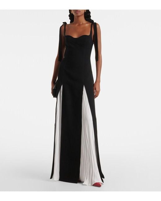 Marmar Halim Black Silk-Blend Crepe Gown