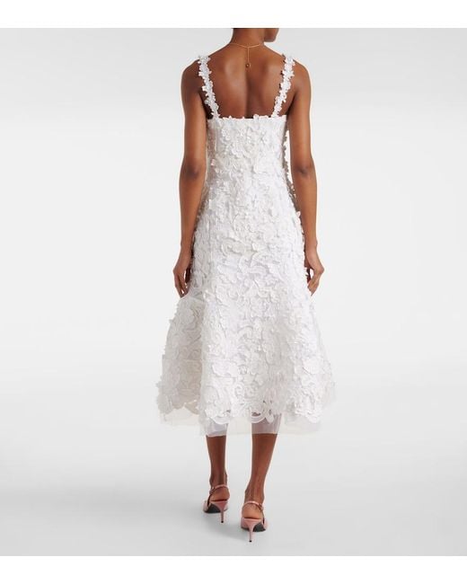 Carolina Herrera White Guipure Lace Midi Dress