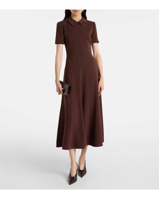 Roland Mouret Brown Midikleid Aus Cady Mit Kristallen
