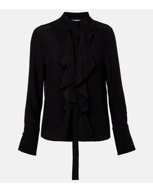 McQueen Black Ruffled Silk Blouse