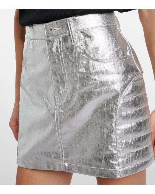 Junya Watanabe Gray Metallic-Effect Cotton Miniskirt