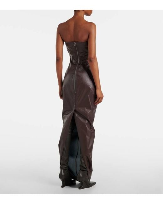 Rick Owens Brown Denim Bustier Gown
