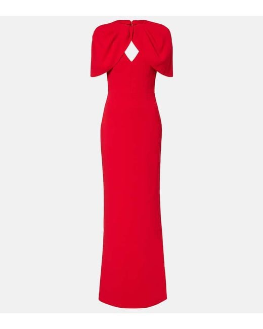 Rebecca Vallance Red Cameron Caped Crepe Gown