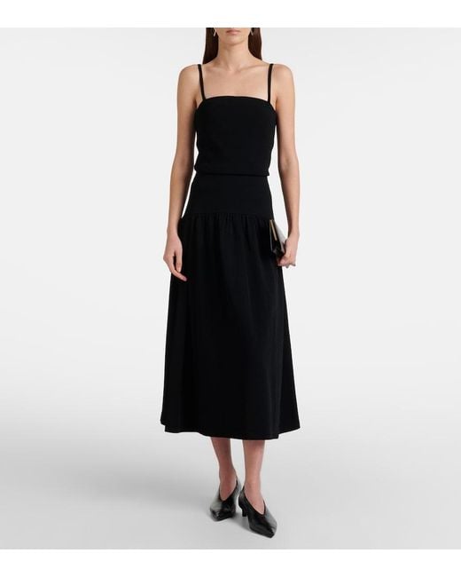 Vince Black Knitted High-Rise Midi Skirt