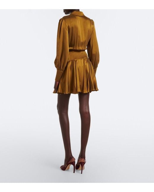 Zimmermann Brown Silk Satin Wrap Dress