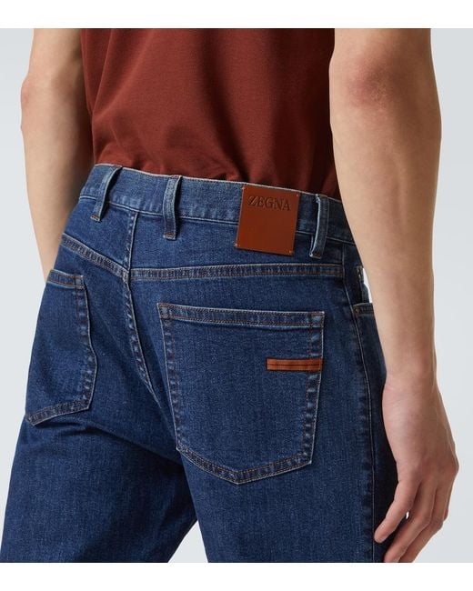 Zegna Blue Roccia Mid-Rise Slim Jeans for men