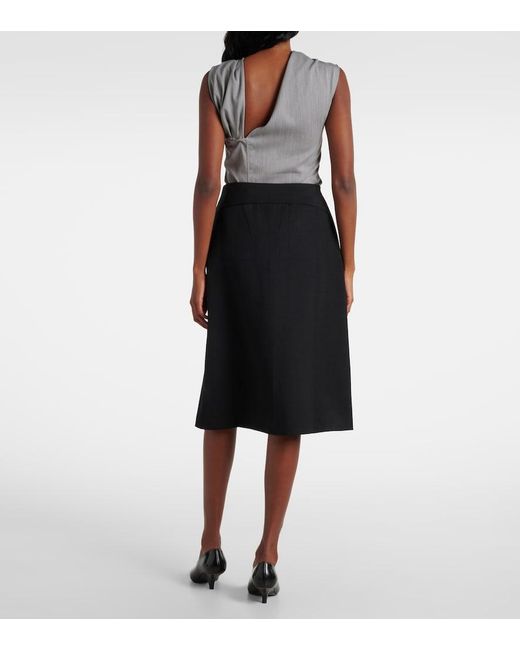 JACQUES WEI Black Sequined Wool Pencil Skirt