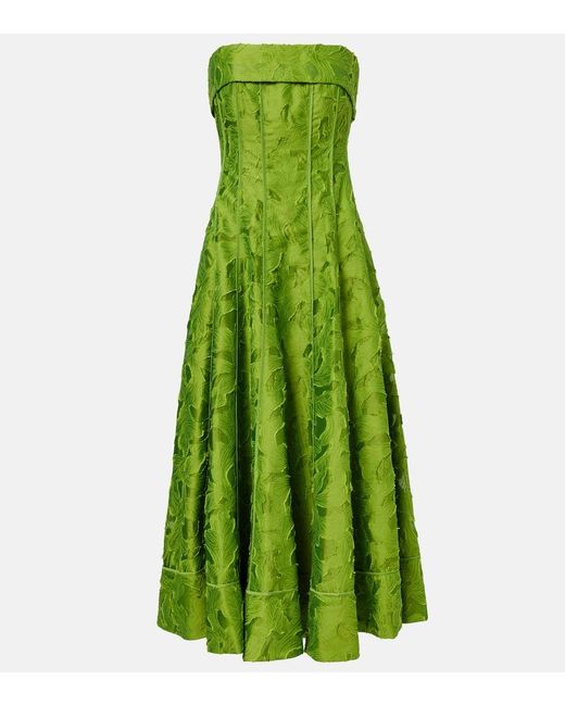 Jonathan Simkhai Green Imogen Jacquard Bustier Dress