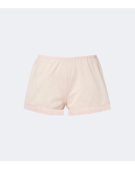 Eres Natural Lightness Lace-Trimmed Cotton Shorts