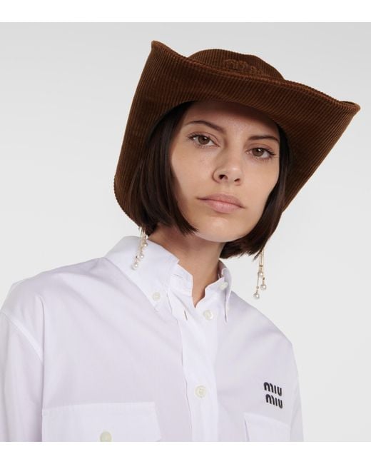Miu Miu Women's Cotton Hat Brown