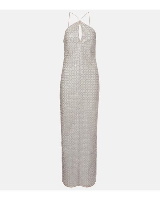 ROTATE BIRGER CHRISTENSEN White Maxikleid Mit Pailletten