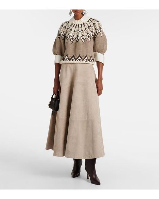 Jupe Longue Varda En Daim Altuzarra en coloris Natural