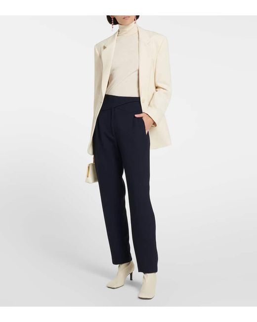 Blazé Milano Blue Basque High-Rise Virgin Wool Pants