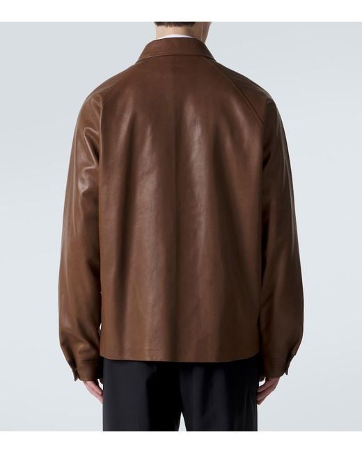 The Row Brown Mount Leather Jacket for men