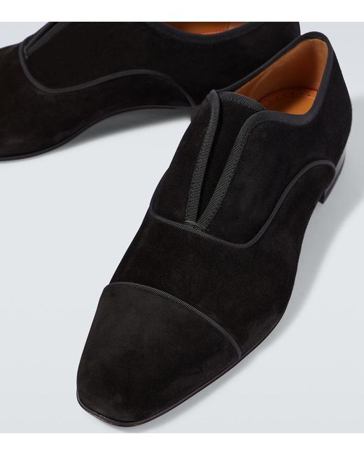 Christian Louboutin Black Alpha Velour Oxford Shoes for men