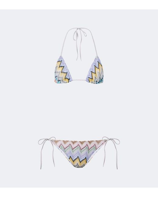 Missoni White Zigzag Lame Bikini