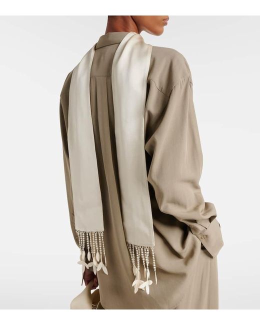 Totême  White Lace-Trimmed Scarf